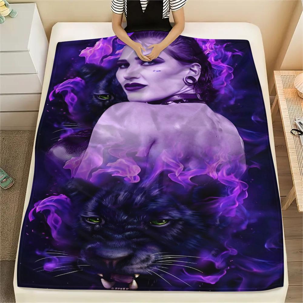 1PC Rhea Ripley Print Flannel Blanket, High quality All Seasons, Home Decor, Warmth and Comfort, Perfect for Christmas Gifts