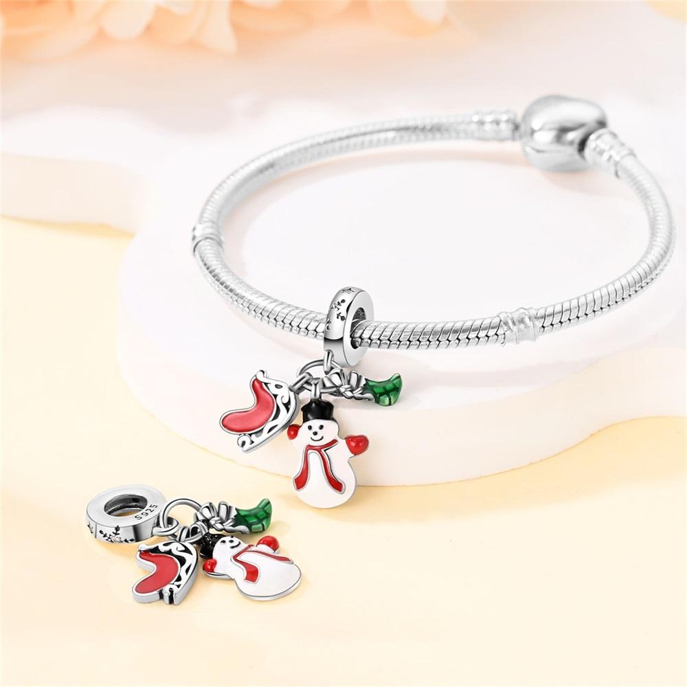 Charm Bead Charms copper Snowman sled socks Pendant Bead Charms Compatible With Charm Bead Charms Plata Authentic Bracelets Bead Charms Women Jeweller