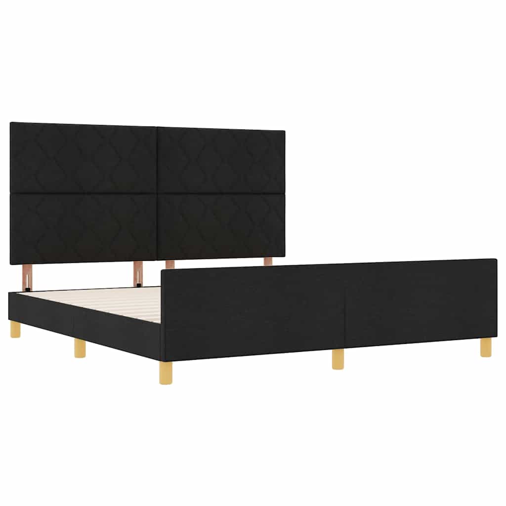Bed Frame with Headboard Black 180 x 200 cm Fabric