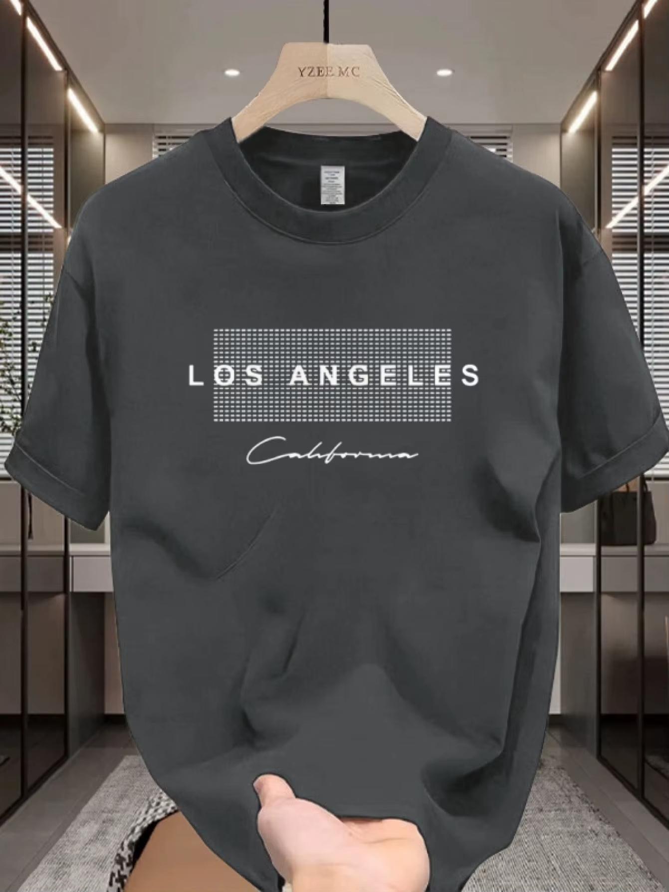 

Los Angeles Pattern Printed Unisexs Tshirts Summer Casual Sports Fashionable High Quality Round Neck Short Sleeved Pullover Tops S