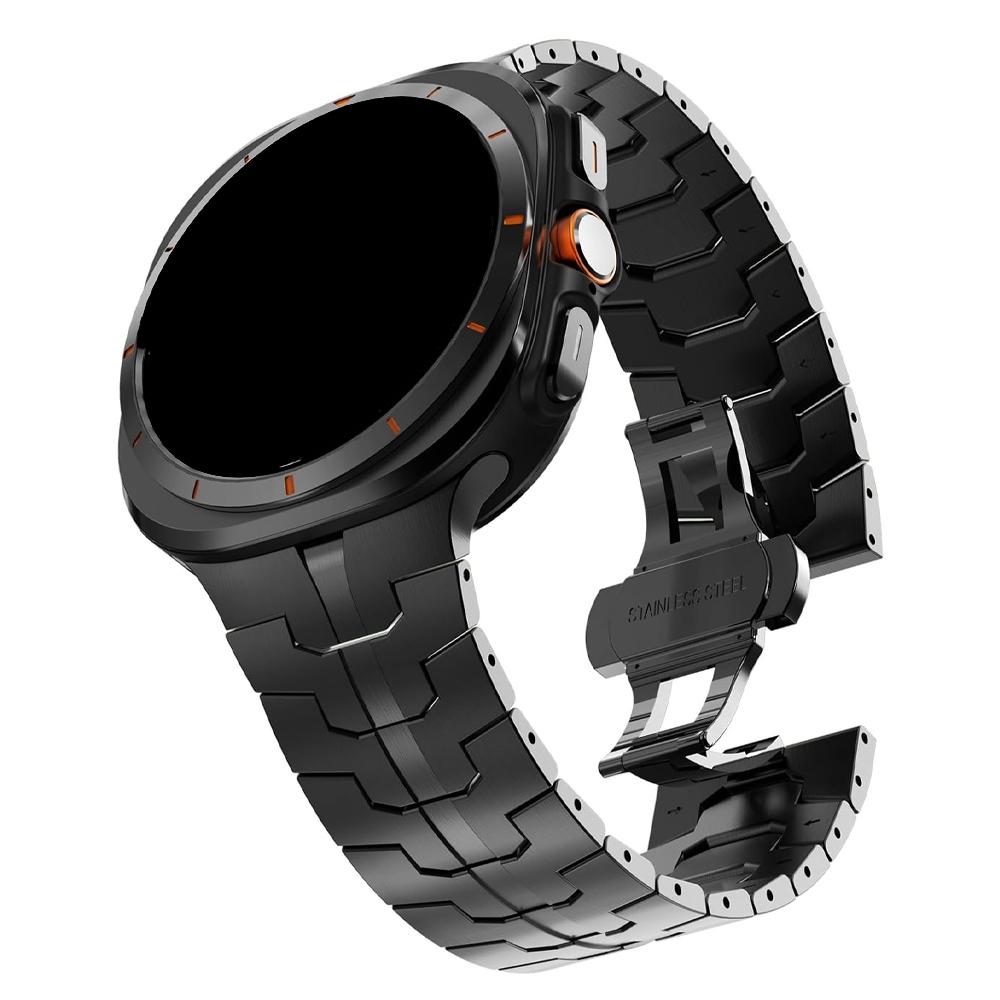 Schwarz Orange Edelstahlarmband für Samsung Galaxy 8 Classic 46mm Ultra 2025 Metallarmband für Galaxy 8 44mm 40mm Ultra 47mm