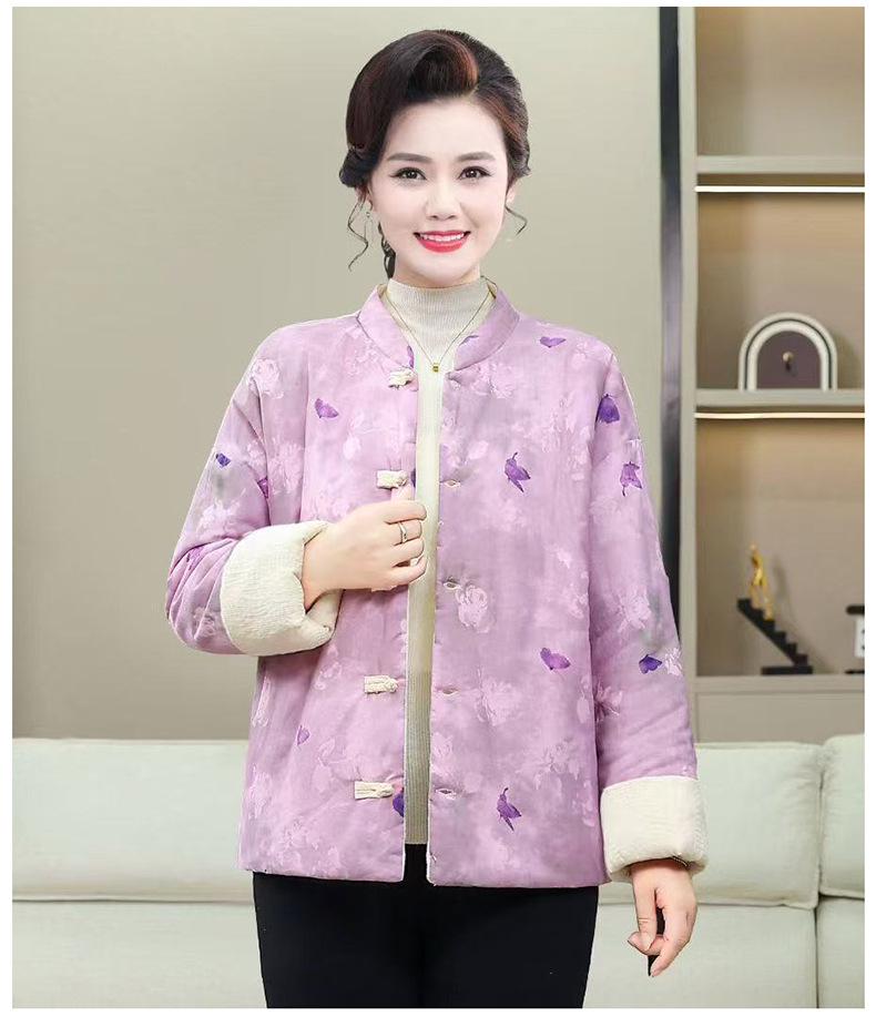 Women's Chinese Retro Style Frog Button Warm Cotton Jacket, Autumn/Winter 2025 Edition