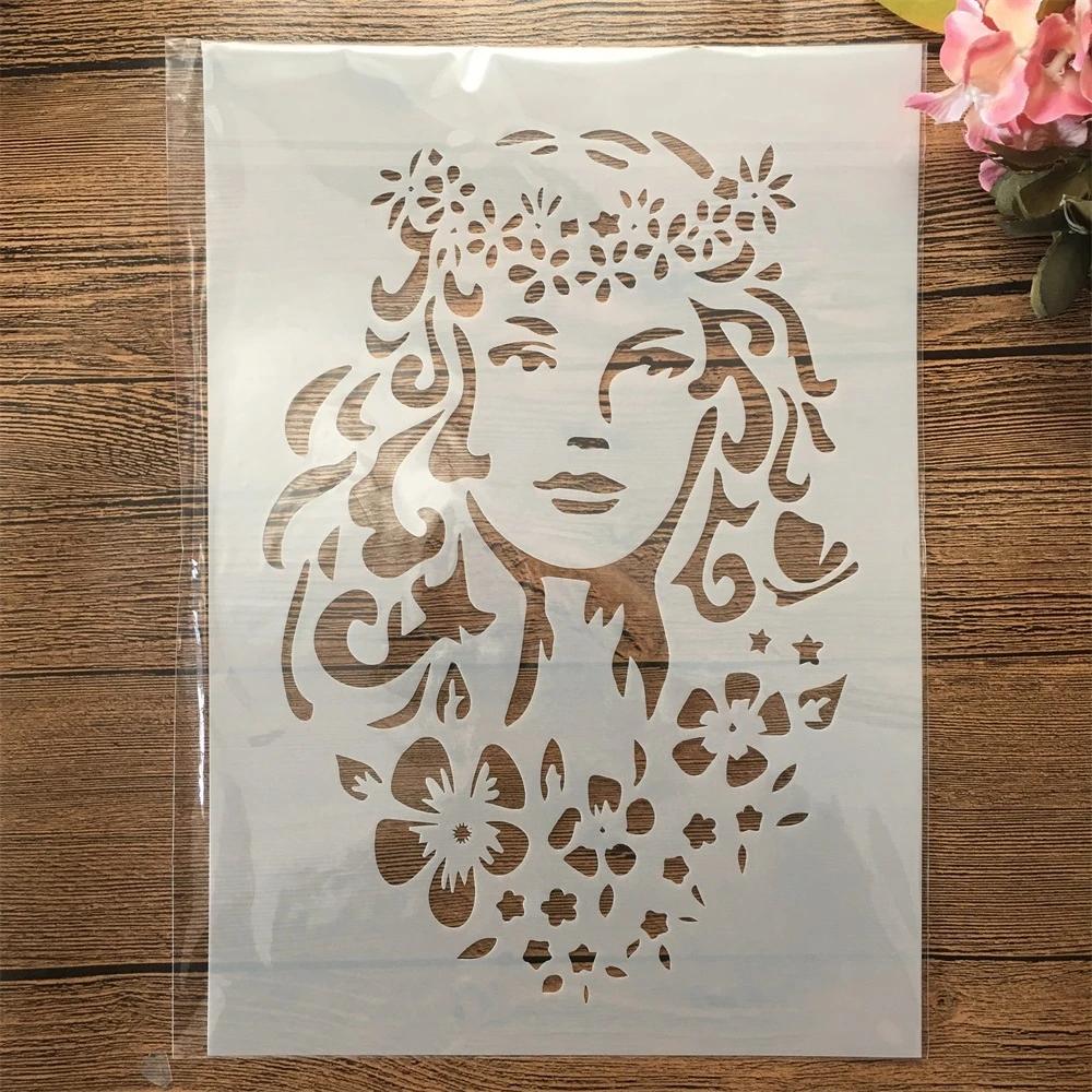A4 29cm Fashion Lady Girl Hat DIY Layering Stencils Painting Scrapbook Coloring Embossing Album Decorative Template