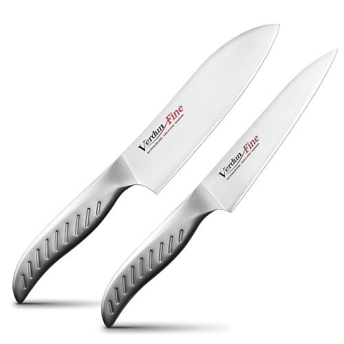 [.co.jp Exclusive] Shimomura Kogyo Verdun Fine Santoku Knife (160mm) / Petty Knife (130mm) / Two-Piece Knife Set, Made in Japan with Molybdenum-Vanadi