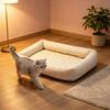 Quilted Cat Bed Breathable Floral Pet Lounger Machine Washable Pet Bed with Raised Edges for Cats Small Dogs
