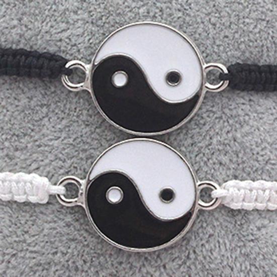 Couple Bracelet Handmade Braided Adjustable Round Beads Alloy Tai Chi Yin Yang Men Women Rope String Fashion Jewelry