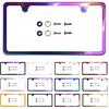 Two Holes Slim License Plate Frame Neo Chrome Aurora Electroplating Burnt Titanium Mirror Chrome Universal Fit Anti Rust Metal Screw On Cap Cover,