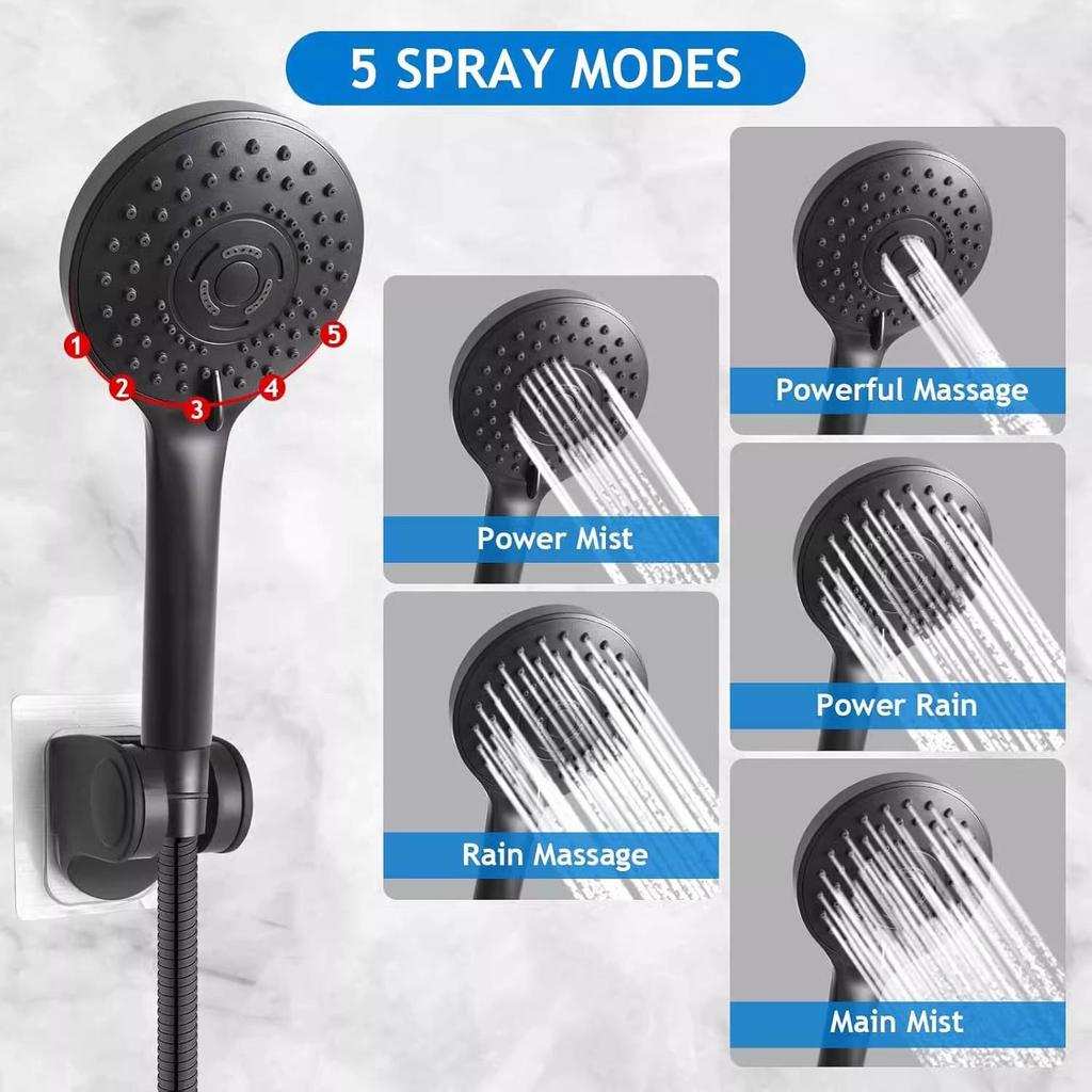 Electroplated Stainless Steel Shower Set with Adjustable Arm and Handheld Multi-functional Shower Head.