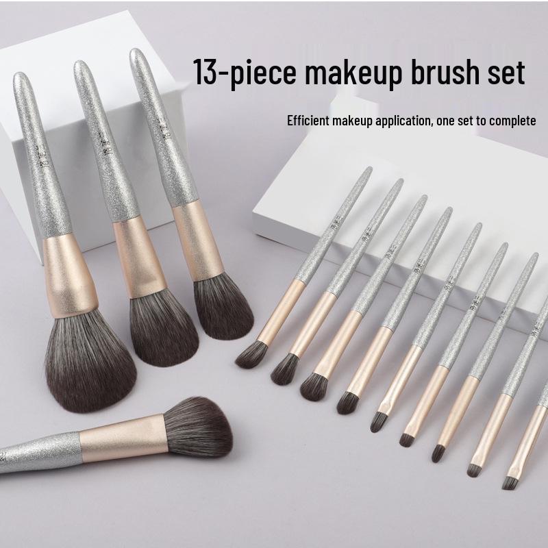 Galaxy 13-Piece Professional Makeup Brush Set - Soft Bristle Brushes for Powder & Eyeshadow, Ideal for Makeup Artists.