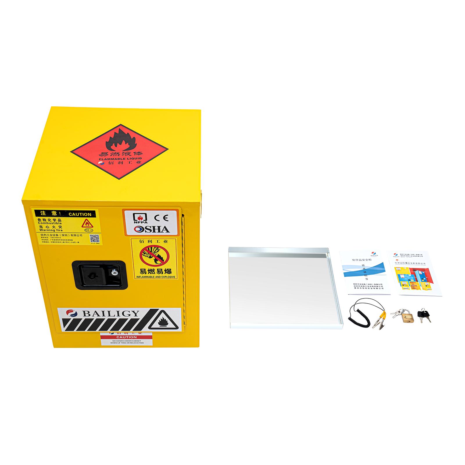 Bymaocar Rectangular 15L /4 Gallon Fireproof Safety Storage Welded Cabinet Bin Flammable Liquid Storage Waterproof & Dust-proof