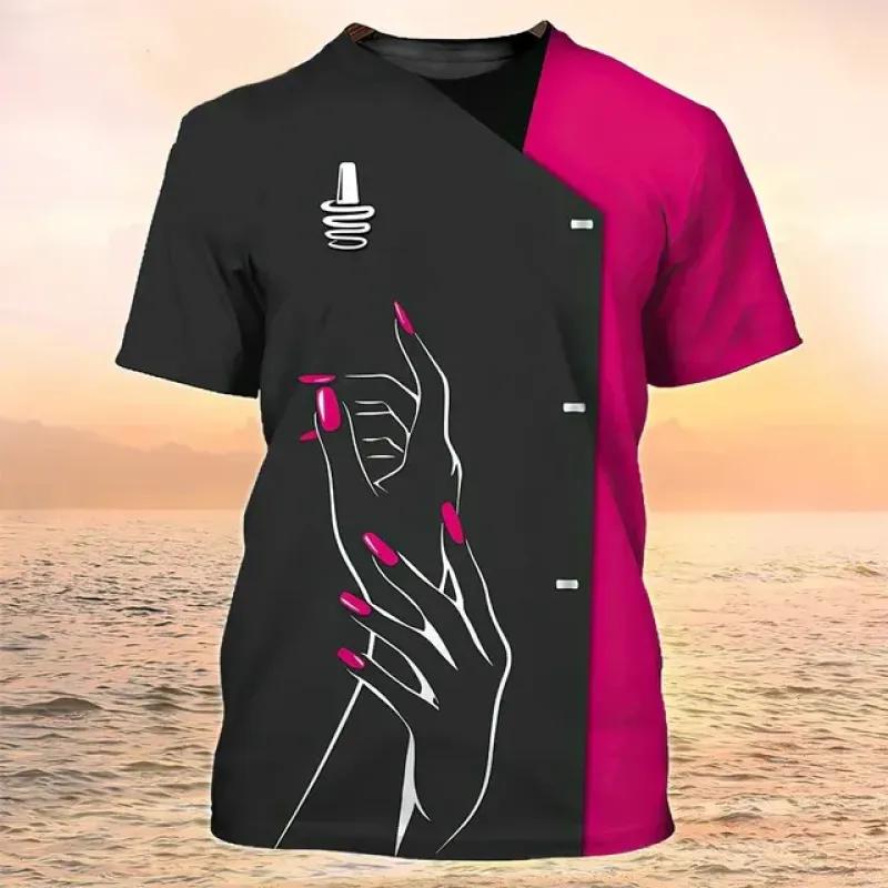 Manicurist Shirt Women's T-shirt 3D Nail Polish Printed Harajuku Short Sleeve Tees Summer Fashion Pullover Female Casual Tops