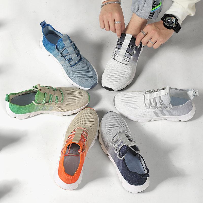 Gradually Change Color Foreign Trade Men's Shoes Summer Breathable Casual Sports Shoes Mesh Popcorn Soft Sole Running Shoes Couple