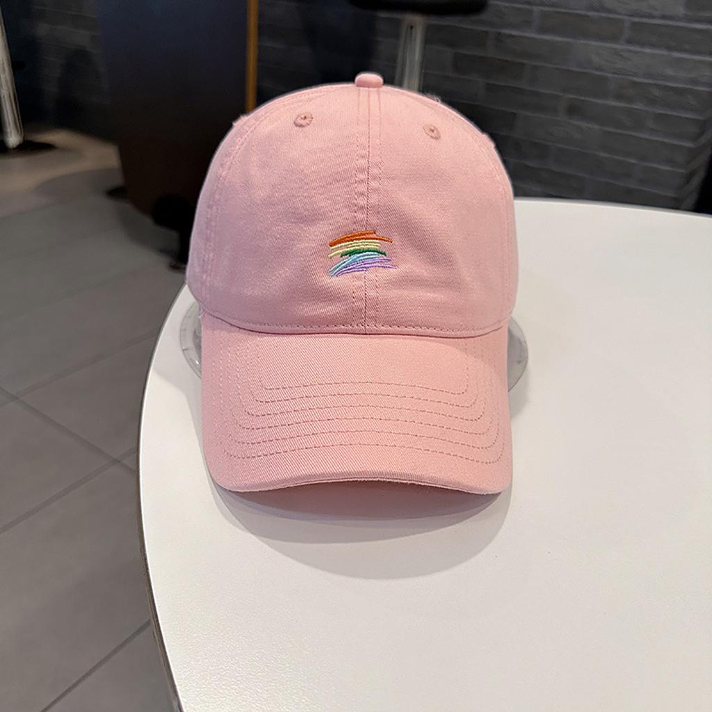 Casquette de Baseball Décontractée d'Extérieur pour Femmes Broderie Arc-en-ciel Colorée Casquette à Visière Courbe Chapeau de Soleil Ajustable pour Fille