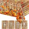 Fall Table Decoration Thanksgiving Fall Tablecloth Wood Grain Maple Party Table Cover Autumn Pumpkin Harvest Tablecovers Decor for Thanksgiving