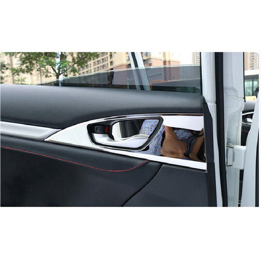 Fit For Honda Civic Frame Trim Inner Door Handle Bowl 2016-2021 4X Steel Chrome