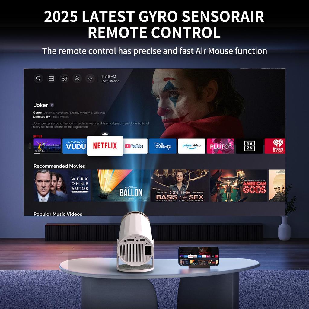 Portable High-Definition Projector: Wireless Mobile Screen Mirroring, Indoor & Outdoor Use