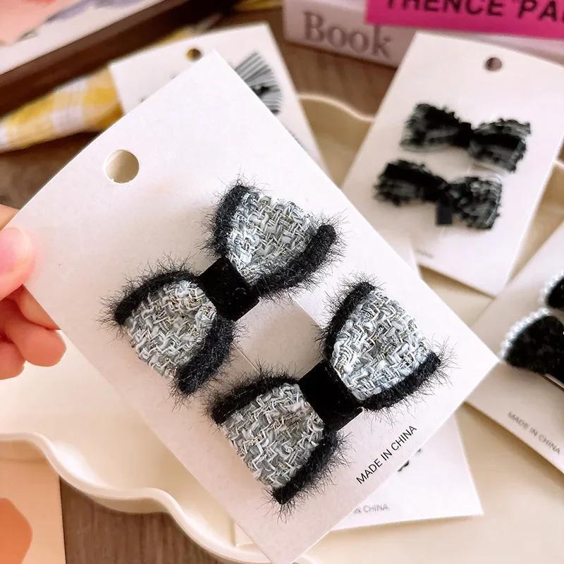 1 pereche de ac de păr cu fundă pentru fetiță senior agrafă de păr iarnă toamnă dulce modă prințesă în carouri ace accesorii