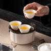 Light luxury tea table, outdoor kung fu travel tea set plant gray fast guest gaiwan three cups business commemorative souvenir