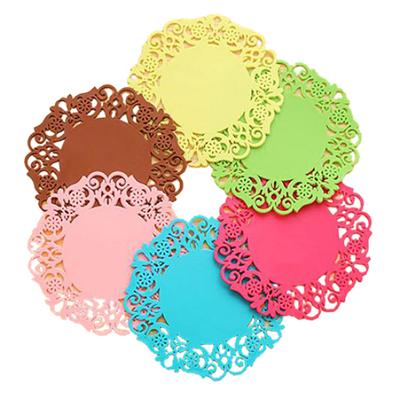 6 Adet Dantel Çiçek Danteller Silikon Coaster Çay Bardağı Paspaslar Ped Yalıtım Placemat