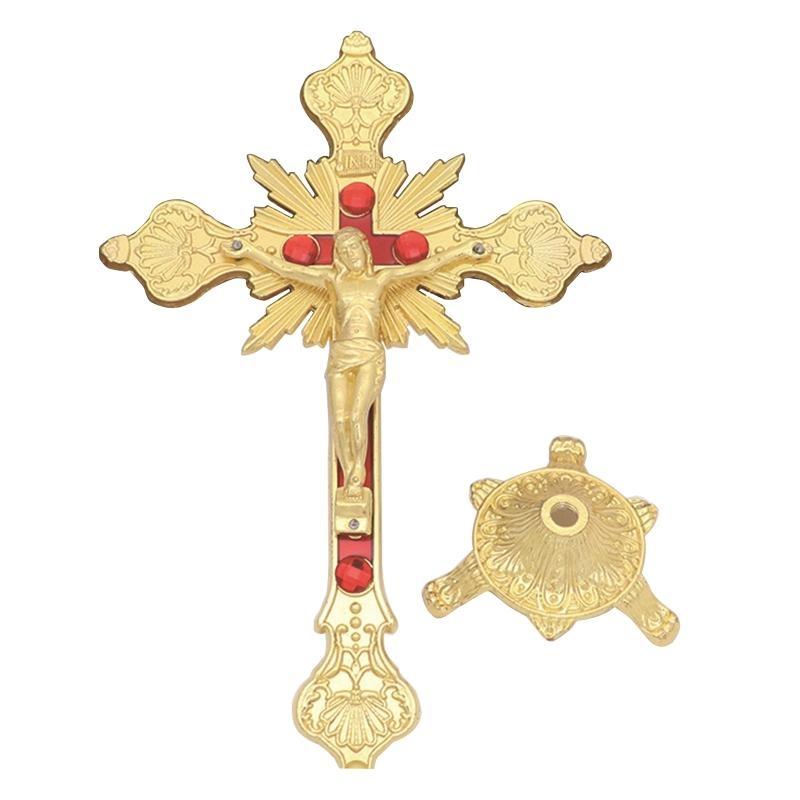Exquisites Metal Tabletop Crucifix Figurine Unique Stylish Designs Enhances Living Space Enthusiasts Collection
