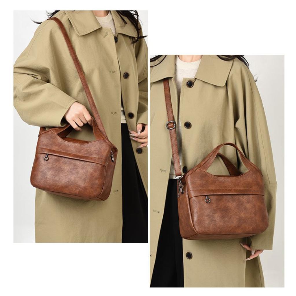 Shoulder Bag Unisex PU Adjustable Strap American Vintage Daily Commute