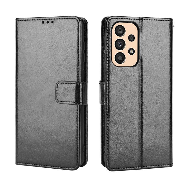 Samsung A33 & A23 Leather Flip Phone Case, A13 Crazy Horse Pattern with Lanyard & Card Slot.
