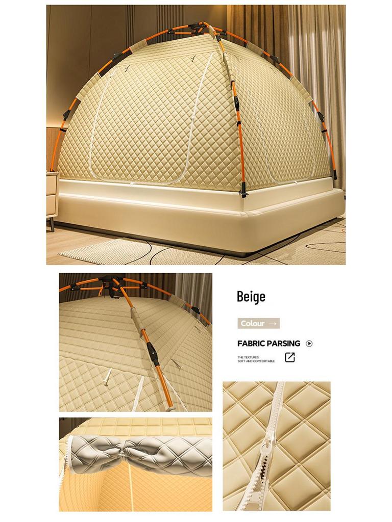 Thickened Winter Mosquito Net Tent: Light-Blocking, Drop-Proof, Full Coverage Yurt Canopy for Indoor Bed