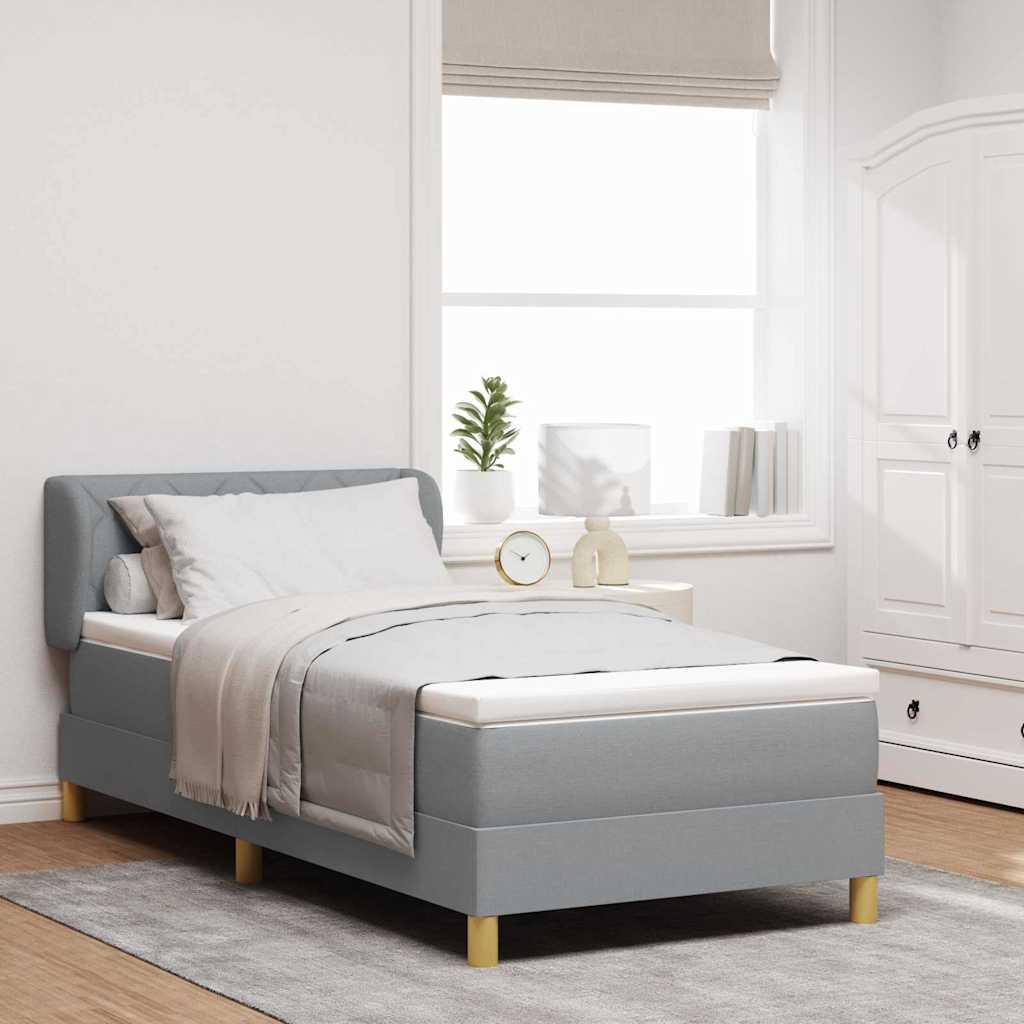 Box Spring Bed with Headboard Light Gray 100 x 200 cm Fabric