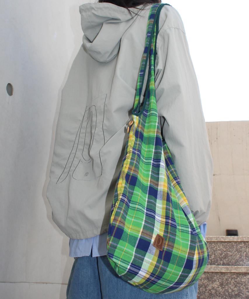 Pmco Check Button Packable Shoulder Bag (Green)