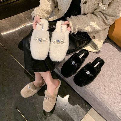 Autumn and Winter New Mao Mao Bag Head Slippers New Versatile Quack Good To Wear Warm Home or Outside