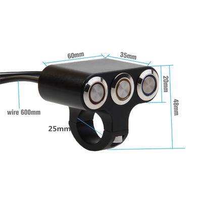 Commutateur de Guidon de Moto CNC 1 POUCE à Rappel Automatique et à Verrouillage pour Phare Antibrouillard LED Klaxon
