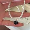 S925 Sterling Silver Niche Design Sense Retro Love Pearl Necklace Korean Style Simple Collarbone Chain
