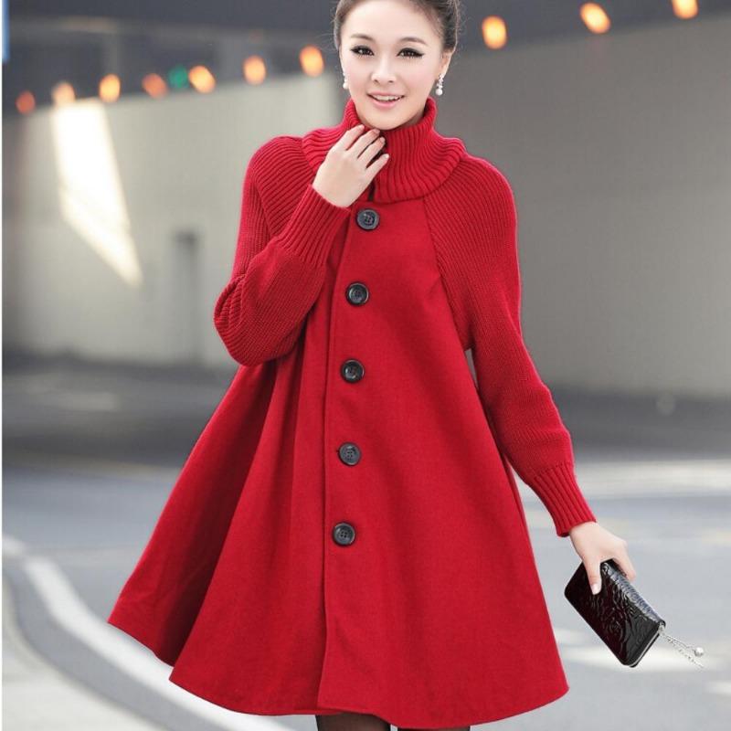 Solid Color Plus Size Women's Button Up Version Medium To Long Loose Coat Cloak Windbreaker