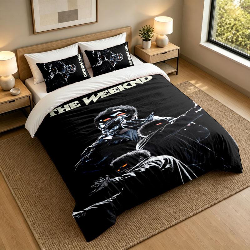 3Pcs Bedding SetThe Weeknd Soft Bed Sheet and Two Pillowcases Home Bedroom Decor