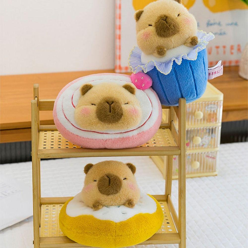 Mini Plush Capybara Plush Toy Fluffy Dessert Capybara Doll Dessert Capybara Plush Toy  Room Decor
