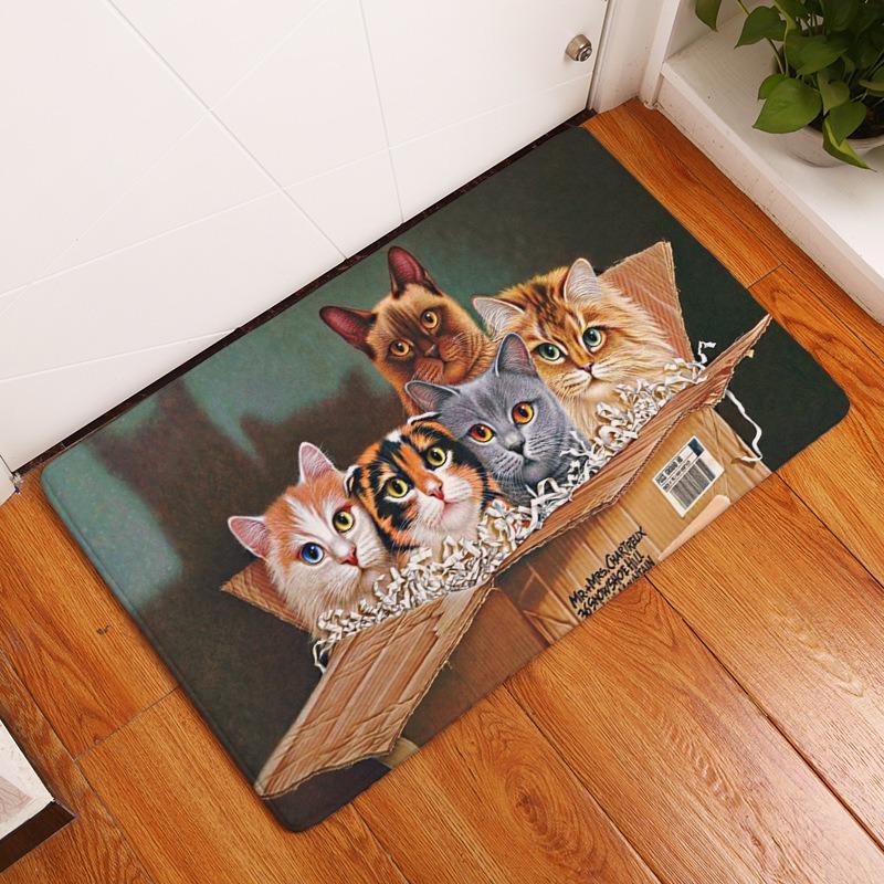 Cute Cat Rug Welcome Entry Mat Can Be Used for Bedrooms Kitchens Pets Dirt Resistant Durable Rugs Home Decoration Carpet Gift