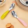 BPA Free Stainless Steel Baby Feeding Spoon Creative Flat Bottom Scoop Easy To Clean for Home Infant Feeding Use