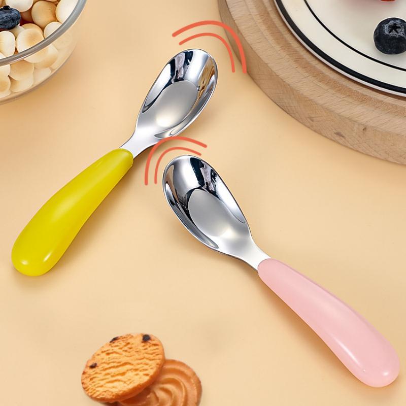 BPA Free Stainless Steel Baby Feeding Spoon Creative Flat Bottom Scoop Easy To Clean for Home Infant Feeding Use