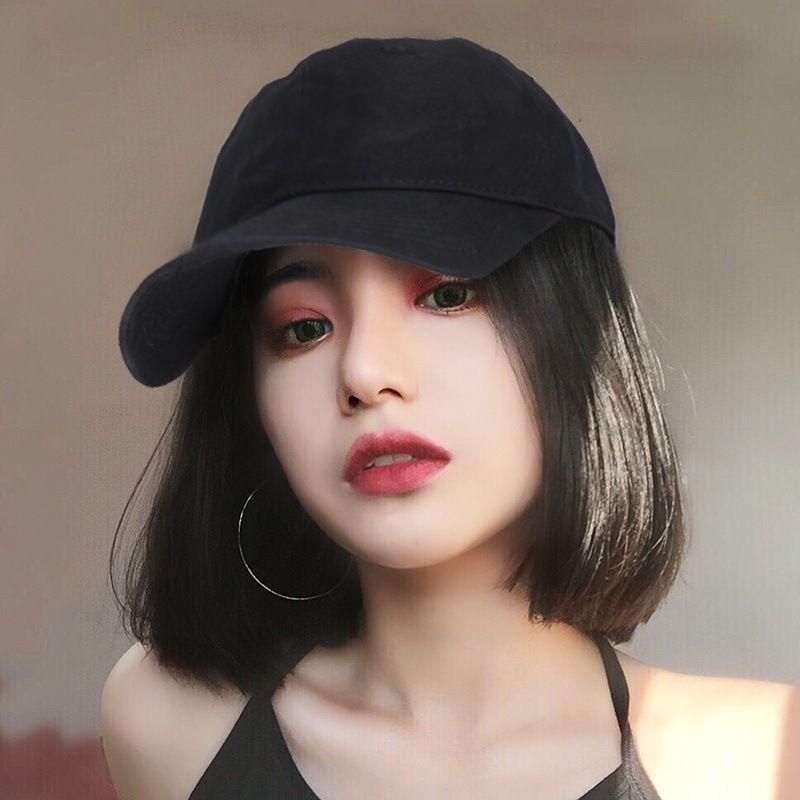 Bob Wig Cap: Women's Versatile Short-Style Synthetic Hair Baseball Cap for Full Gray Hair Coverage.