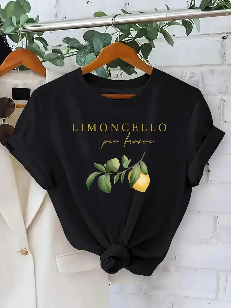

Womens TShirt Clothing Womens Top Fashion Design Lemon Print Short Sleeve Print Clothing Aesthetic Clothes S