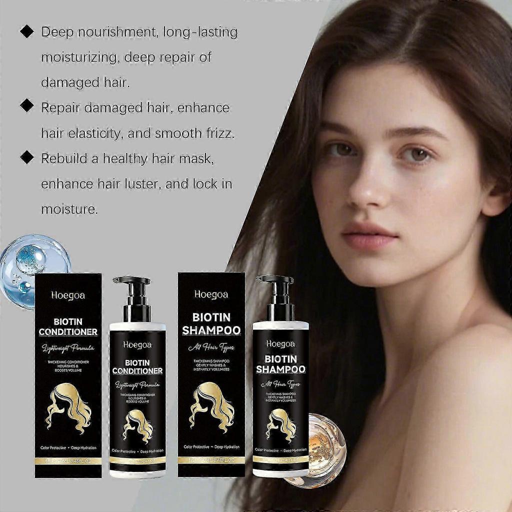Biotin Shampoo und Spülung Set für dünner werdendes Haar, Haarverdichtendes Shampoo, Extra Starkes Volumengebendes Shampoo für Männer Frauen, Pflegend, Haarausfall