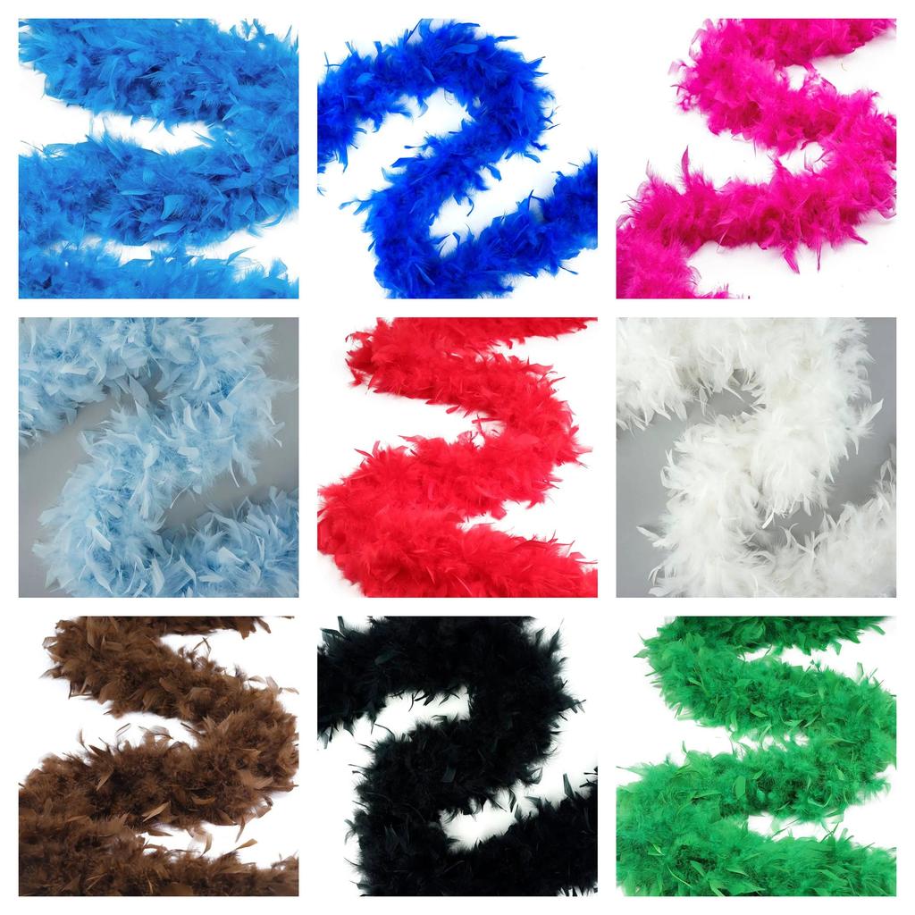 2M Turkiet Maraboufjädrar Boa 38g-90g Färgad Plumas Klänning Sjal DIY Hantverk Bröllopsscarf Dekor Sömnad Kostymdekorationer Tillbehör