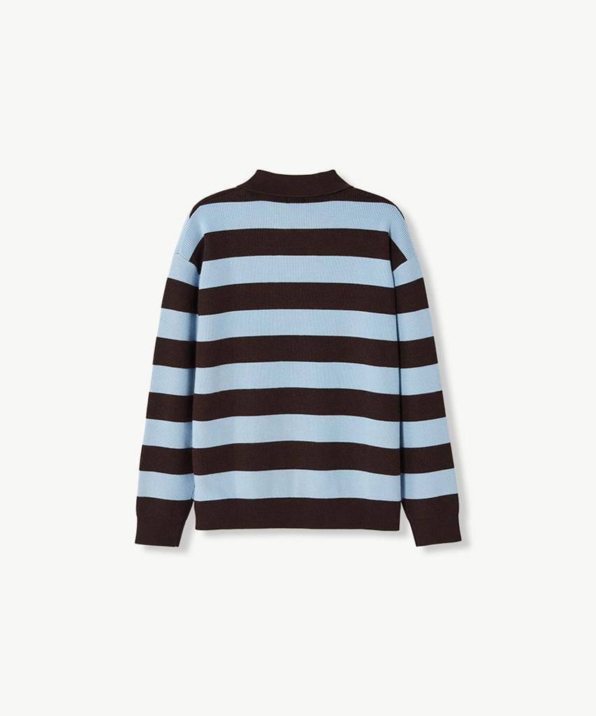 STCO Bold Stripe Open Collar Knit Blue (Oversized)_Sktva74Oml