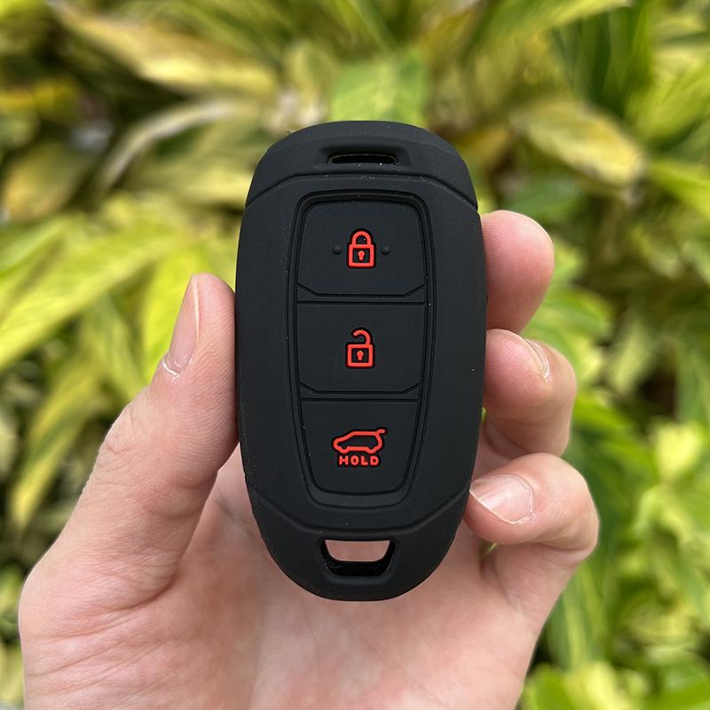 Silicone rubber car key case cover for hyundai kona 2017 i30 ix35 solaris Azera ELANTRA GRANDEUR IG 3button key case cover shell