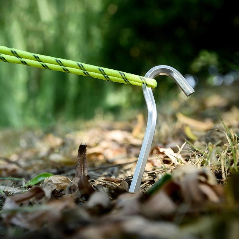 18cm Camping Tent Stake Aluminum Alloy Canopy Stakes Spikes Heavy Duty Tent Peg Wind-proof Lengthened Tent Ground Nails