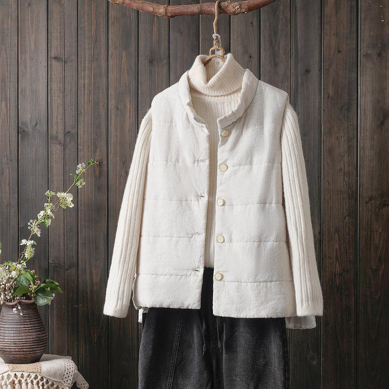 

2025 Autumn/Winter Retro Versatile Thick Cotton Vest 2XL льняной