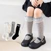 Children Sweet Bow Lace Socks Summer Thin Breathable Mesh Mid-calf Socks For Girls Fashion Ballet Style Solid Kids Calf Socks