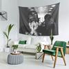 Vintage Black and White Retro Tattoo Rap Portrait Tapestry Wall Hanging Home Decor for Bedroom Living Room Dorm