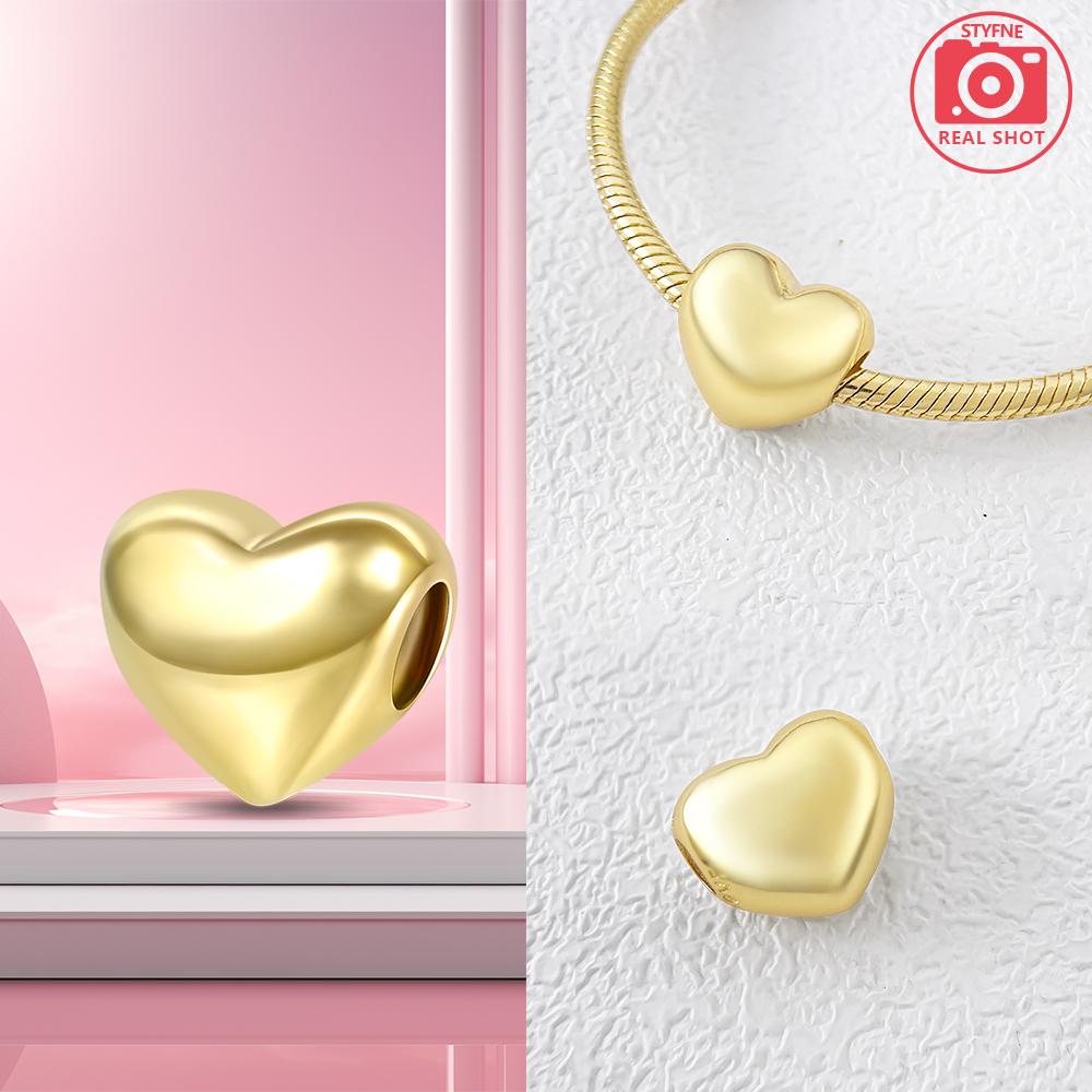 Golden Heart Bead Components Copper Metal Plated Designed For Charm Bead Components Copper Metal Plated Authentic Original Bracelet High Quality Fine