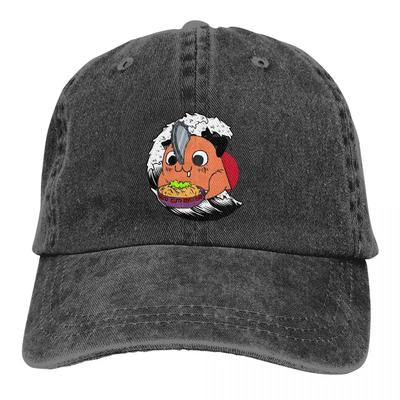 Washed Men's Baseball Cap Pochita Essential Trucker Snapback Cowboy Caps Dad Hat Chainsaw Man Anime Golf Hats